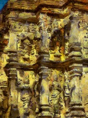 Ancient stucco patterns Illustrations creates an impressionist style of painting.