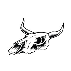 hand drawn vector illustration of an Bull , Vintage Style ,Isolated in white background