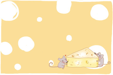 チーズを食べるネズミたち。