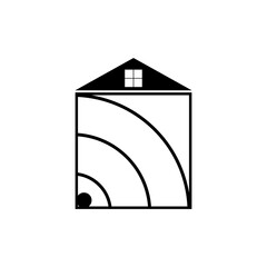 Smart home logo design template. Linear and outline vector clipart and drawing. Isolated illustration in white background.