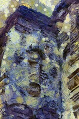 Ancient stucco patterns Illustrations creates an impressionist style of painting.