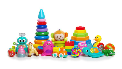 Toys collection isolated on white