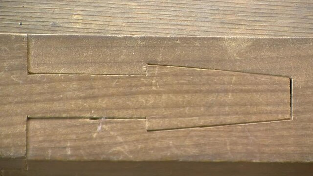 Close-up of intricate Japanese wood joint.