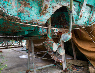 rusty metal Ship engine propeller