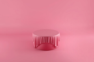 Mock up podium scene in pink color. Geometry shape background for product. 3d render