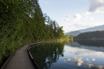 Beautiful path on a lake with reflection