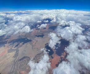Clouds and their shadows over the desert