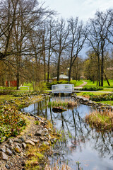 Fototapeta na wymiar Small pond in park in Fratiskovy Lazne