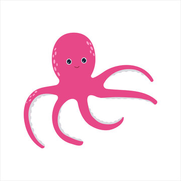 Octopus. Children's drawing. Marine illustration. Vector. Cartoon style.
