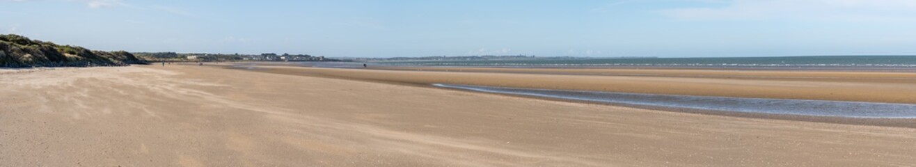 Panoramic view of Portmarnock beach, County Dublin, Ireland. Vivid colors,