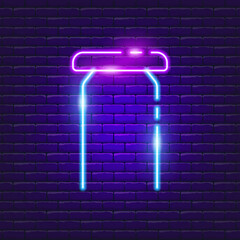 Stool neon sign. Vector illustration for the design of advertising, catalog, banner, signboard. Furniture concept.