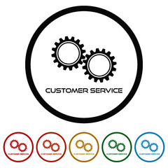 Customer service ring icon isolated on white background color set