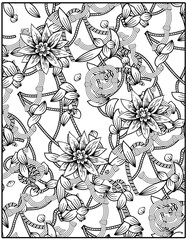 Floral Graffiti Coloring Page For Adults