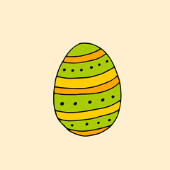 Colorful Easter egg with a pattern. Doodle. Vector. Hand-drawn illustration.