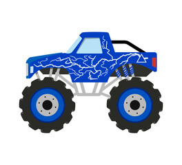 Cartoon monster truck. Big boys car. 4x4 nursery vehicle. Isolated diesel auto. Birthday print © shaineast