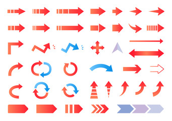 いろいろな矢印　赤　レッド　アイコン　セット