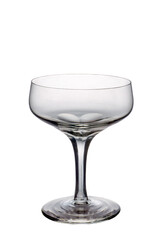 Empty champagne glass isolated on white. Studio shot