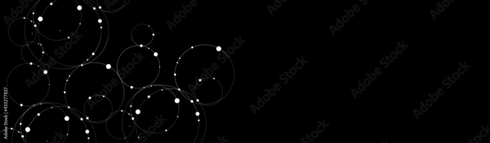 Poster abstract element with connected lines and dots.