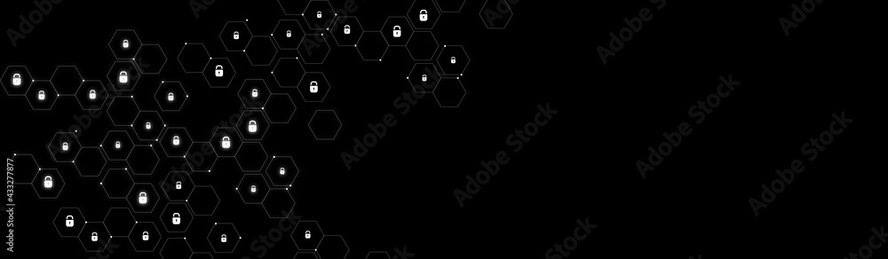 Poster data security concept. data protection and safe work.