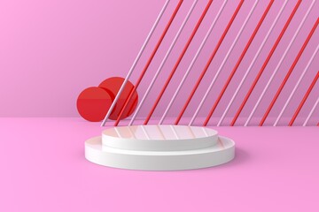 3d display or showcase abstract pastel pink color  background,  3d illustration.