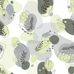 Seamless pattern hand arm women elegant.Outline hand drawn elegant style.