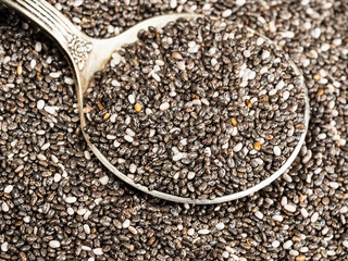 silver tablespoon in Chia seeds