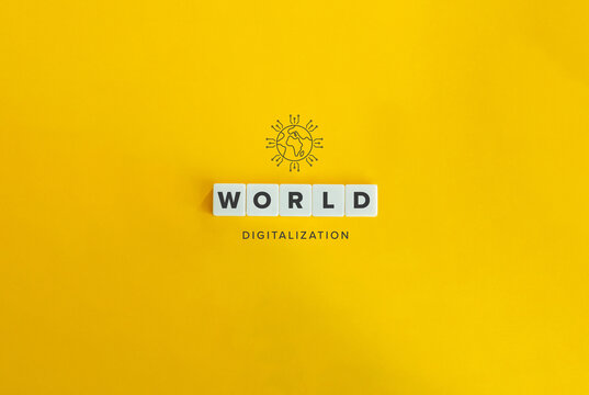 World Digitalization And Digital Economy Banner And Concept. 