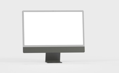 Computer display mock up with blank white screen. Stylish desktop computer mockup. new in 3d