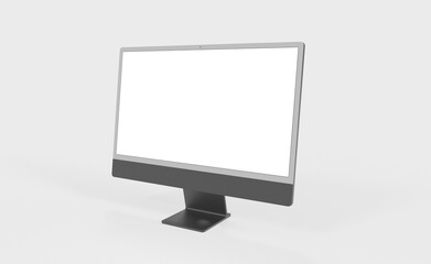 Computer display mock up with blank white screen. Stylish desktop computer mockup. new in 3d