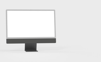 Computer display mock up with blank white screen. Stylish desktop computer mockup. new in 3d