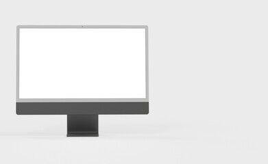 Computer display mock up with blank white screen. Stylish desktop computer mockup. new in 3d