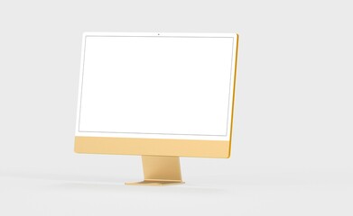 Computer display mock up with blank white screen. Stylish desktop computer mockup. new in 3d