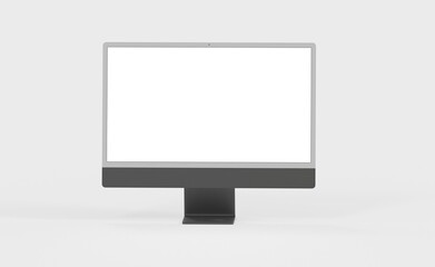 Realistic 3D new display imac Computer, with a white screen, isolated on a background