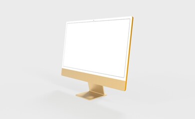 Realistic 3D new display imac Computer, with a white screen, isolated on a background