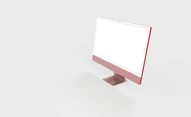 Realistic new flat screen computer monitor 3d style mockup with blank screen isolated 3d