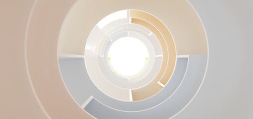 Luxury parametric abstract architectural minimalistic background. Contemporary showroom. Modern colored glass exhibition tunnel. Empty gallery. Backlight. 3D illustration and rendering.