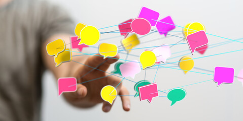 touching messaging and chatting icon. Chat concept