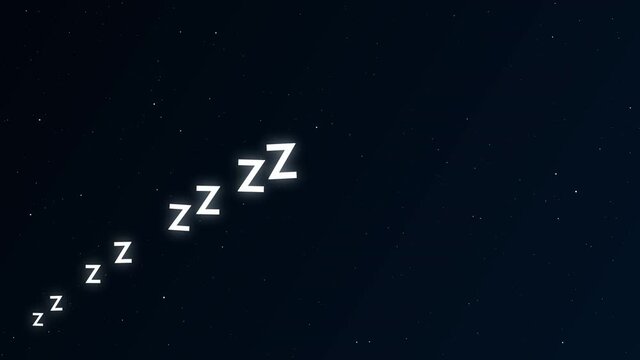 Sleeping zzz symbol or sign animation on space with star background