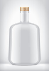 White Non-transparent Bottle with Cork on background. 