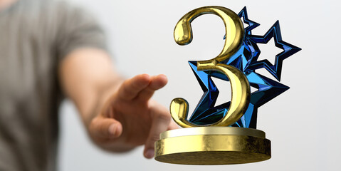 3rd place letter in 3d in hand