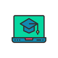 Online Learning Line Icon Vector Illustration