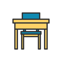 School Desk Line Icon Vector Illustration