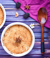 crumble fresh home made blackberry and apple pie