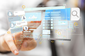 media develop interface web application in hand