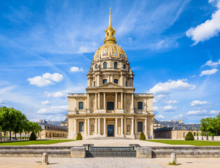 Front view of the Dome des Invalides in Paris, France