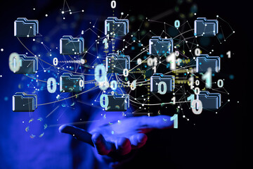 data security - Cloud technology. Integrated digital web concept background