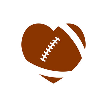 Heart shaped football glyph icon. Clipart image isolated on white background