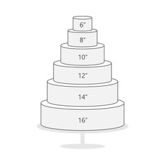Round cake serving sizes outline icon. Clipart image isolated on white background