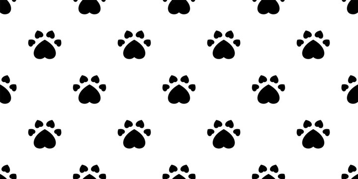 dog paw seamless pattern heart footprint valentine cat bear vector french bulldog cartoon scarf tile background repeat wallpaper doodle illustration design