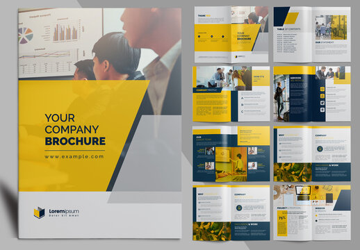 Corporate Business Brochure Layout with Yellow Vector Accents